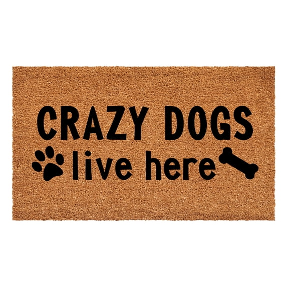 Calloway Mills 108781729 17 x 29 in. Crazy Dogs Live Here Rectangle Doormat, Multi Color