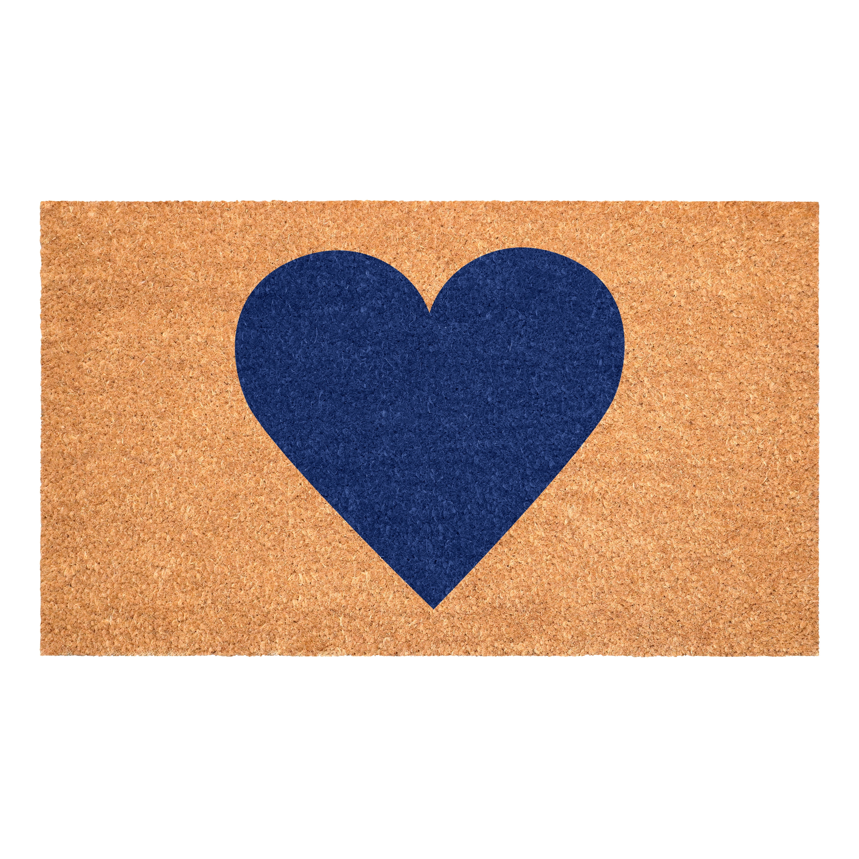 Calloway Mills Dark Blue Heart Doormat, 24" x 48"