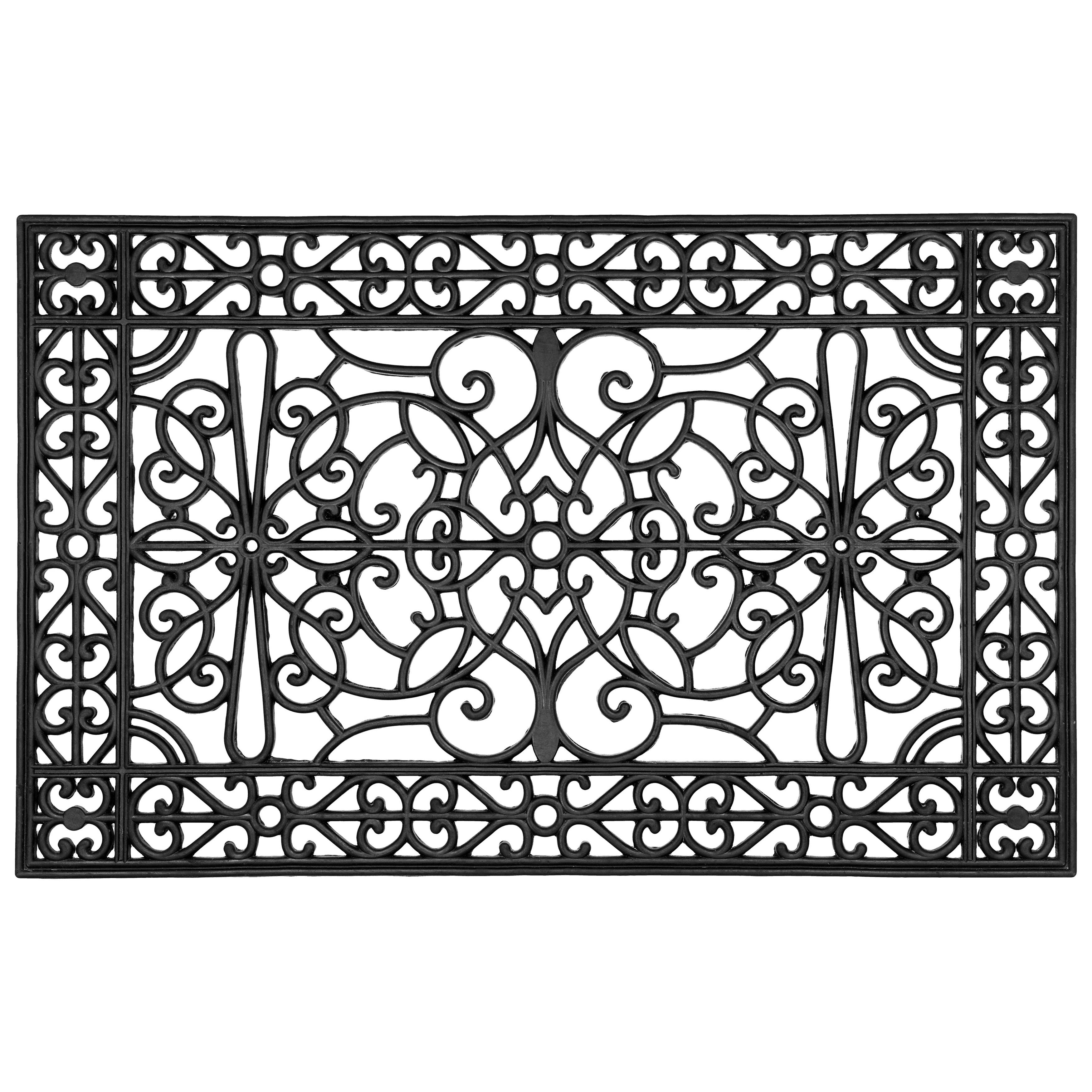 Oversized Black Rubber Decorative Outdoor Doormat 30" x 48"