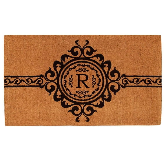 Calloway Mills Garbo Monogram Outdoor Doormat, Extra-thick 18" x 30" (Letter R)