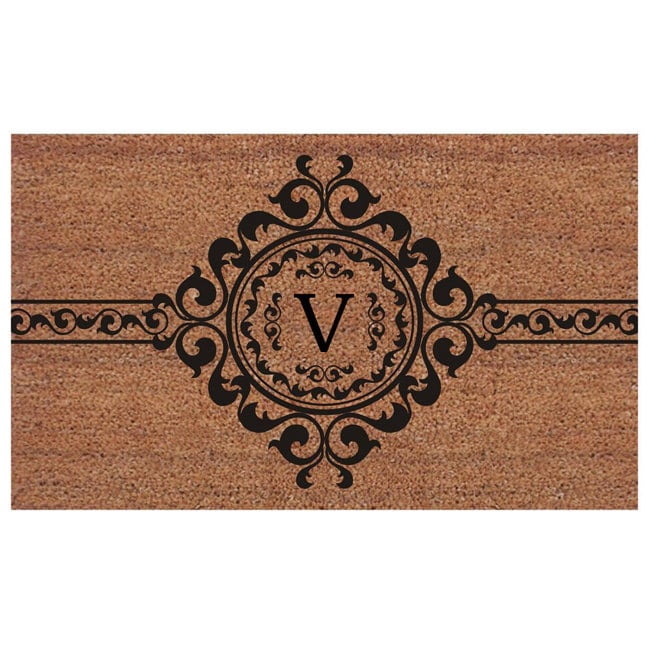 Calloway Mills Garbo Monogram Outdoor Doormat, Extra-thick 18" x 30" (Letter V)