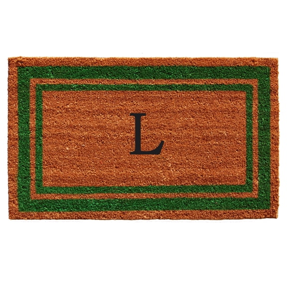 Calloway Mills Green Border 24" x 36" Monogram Outdoor Doormat (Letter L)