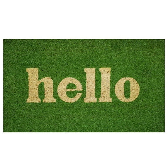 Calloway Mills Hello Outdoor Doormat Green/Natural Block 17" x 29"