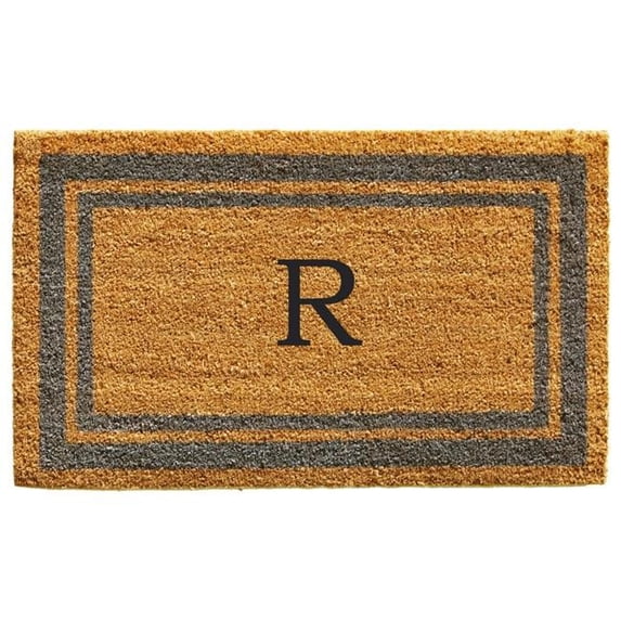 Calloway Mills Periwinkle Border 24" x 36" Monogram Outdoor Doormat (Letter R)