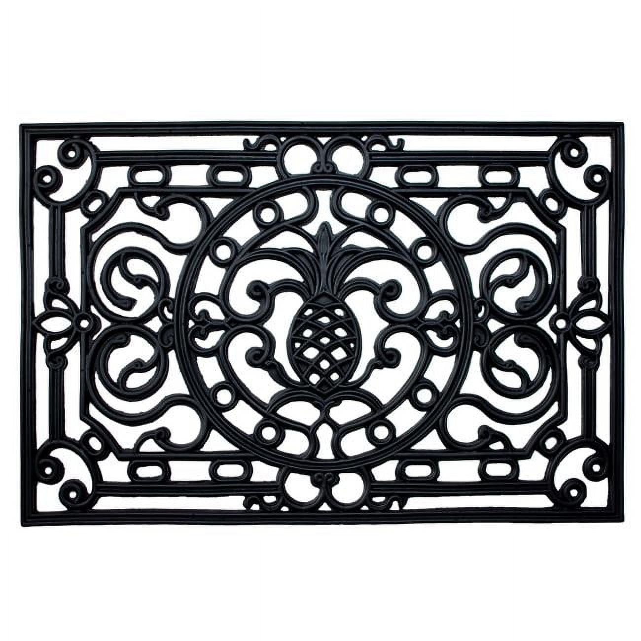 Pineapple Heritage Black Rubber Outdoor Doormat 2' x 3'