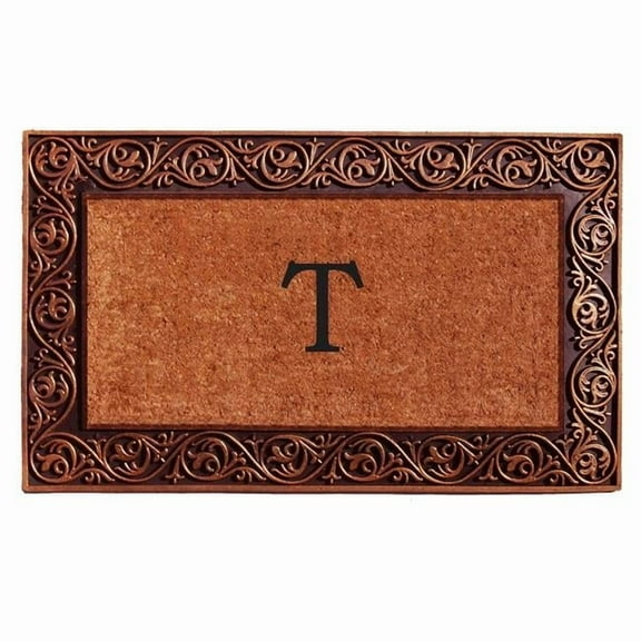 Calloway Mills Prestige Bronze Monogram Outdoor Doormat 18" x 30" (Letter T)
