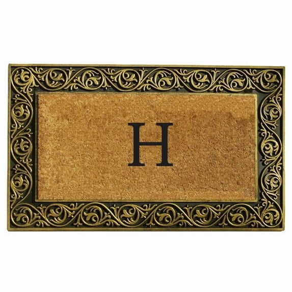 Calloway Mills Prestige Gold Monogram Outdoor Doormat 18" x 30" (Letter H)