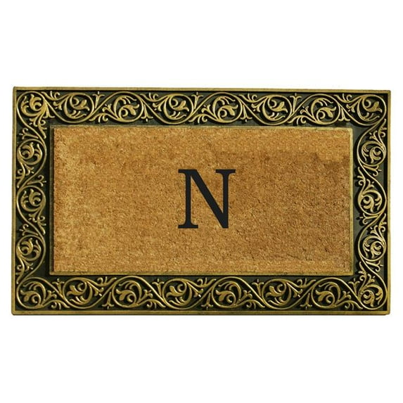 Calloway Mills Prestige Gold Monogram Outdoor Doormat 18" x 30" (Letter N)