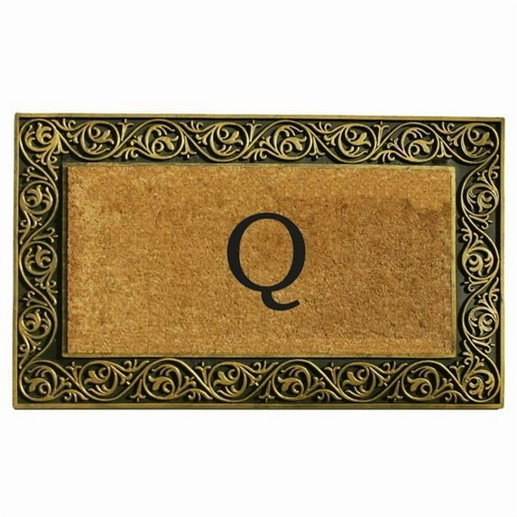 Calloway Mills Prestige Gold Monogram Outdoor Doormat 18" x 30" (Letter Q)