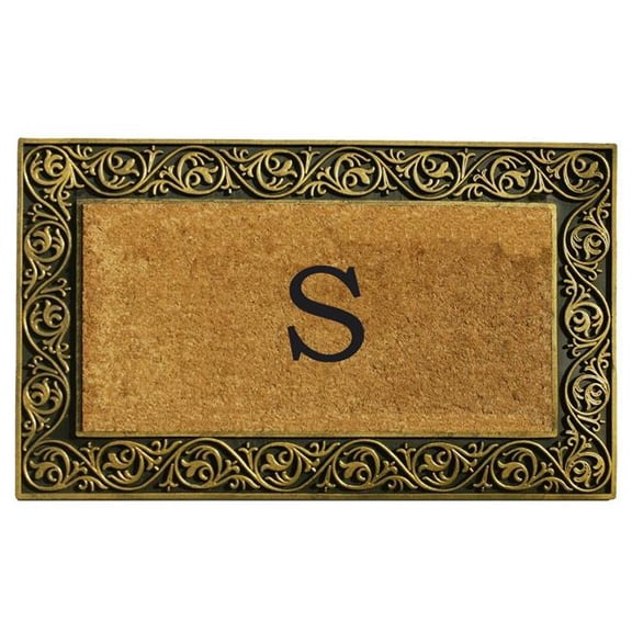 Calloway Mills Prestige Gold Monogram Outdoor Doormat 18" x 30" (Letter S)