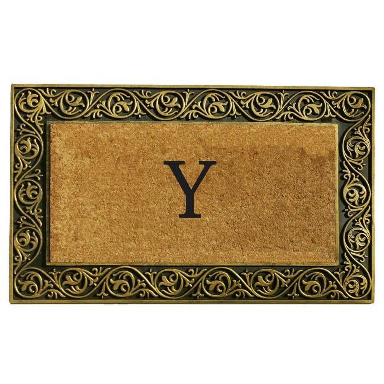 Prestige Gold Monogram Coir Outdoor Doormat 18" x 30"