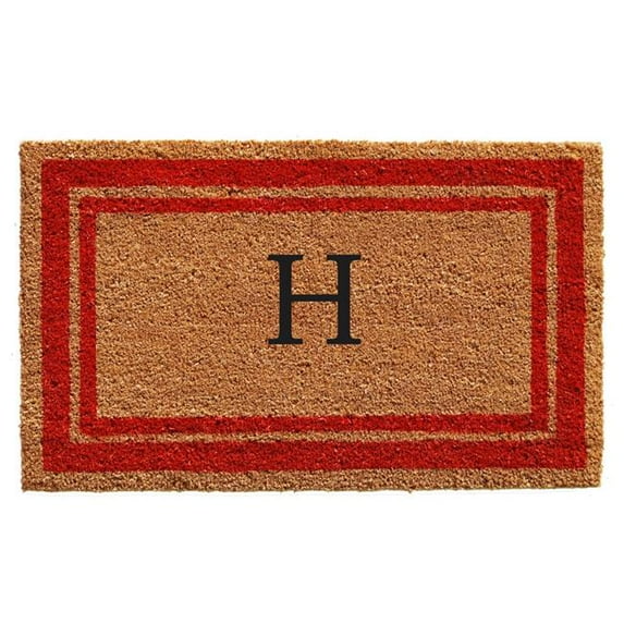 Calloway Mills Red Border 18" x 30" Monogram Outdoor Doormat (Letter H)
