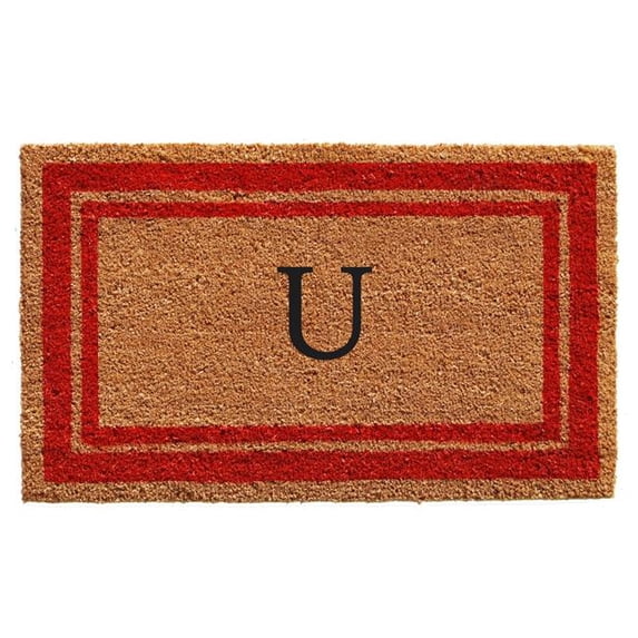 Calloway Mills Red Border 18" x 30" Monogram Outdoor Doormat (Letter U)