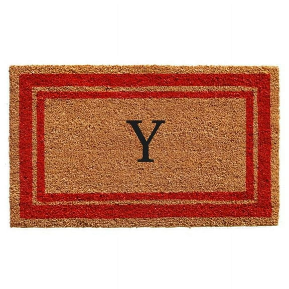 Calloway Mills Red Border 18" x 30" Monogram Outdoor Doormat (Letter Y)