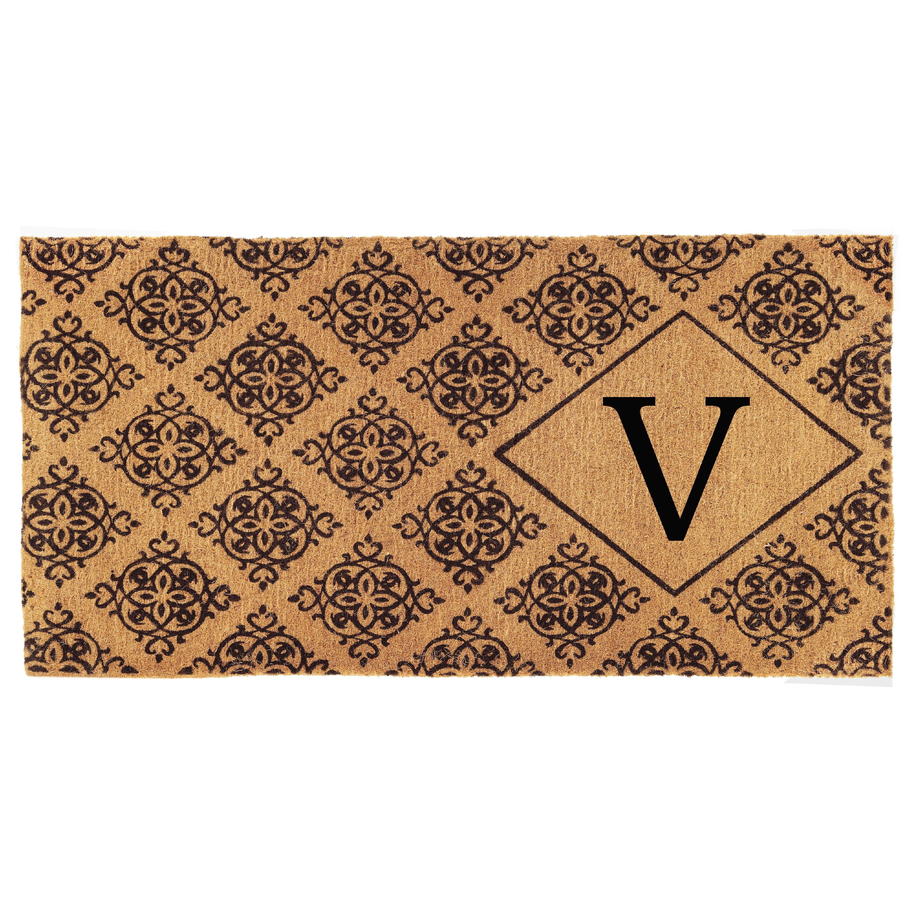 Calloway Mills Regency Monogram Outdoor Doormat 3' x 6' x 1.5" (Letter V)