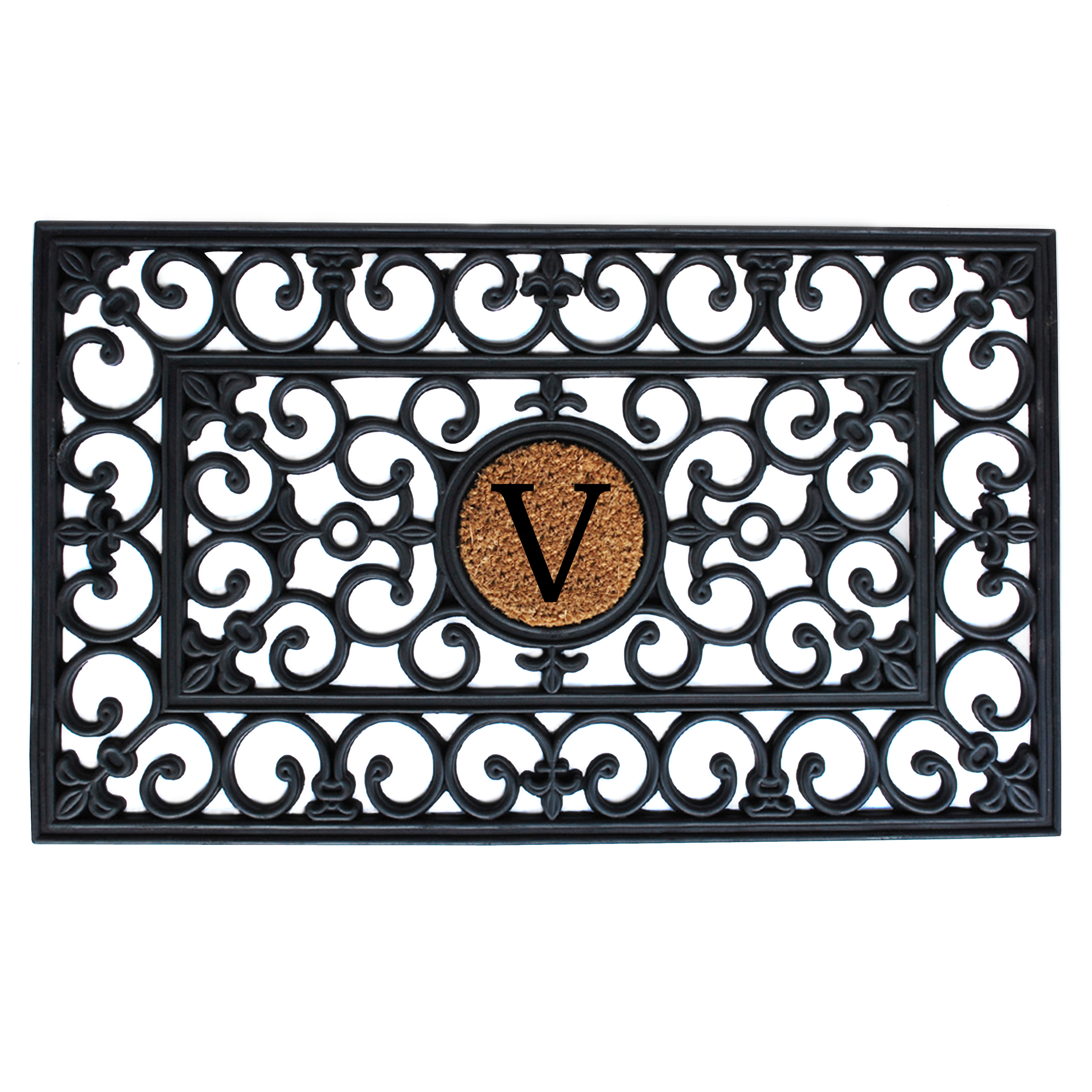 Calloway Mills Rubber/ Coir Monogram Outdoor Doormat 18" x 30" (Letter V)