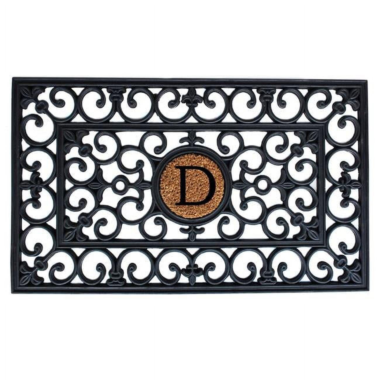 Elegant Monogram 18" x 30" Rubber Outdoor Doormat with Coir Insert