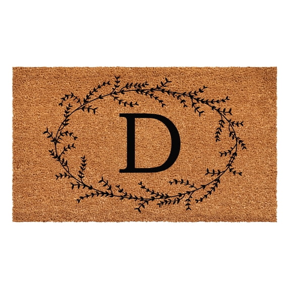 Calloway Mills Rustic Leaf Vine Monogrammed Doormat, 24" x 48" (Letter D)