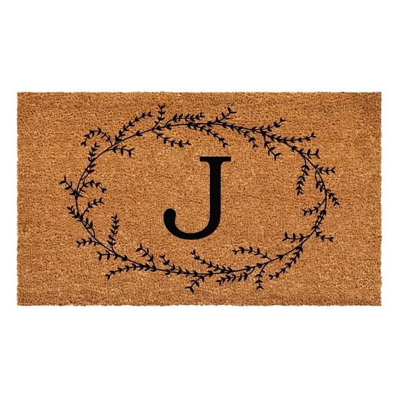 Calloway Mills Rustic Leaf Vine Monogrammed Doormat, 24" x 48" (Letter J)