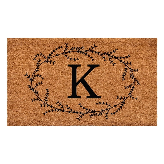 Calloway Mills Rustic Leaf Vine Monogrammed Doormat, 24" x 48" (Letter K)