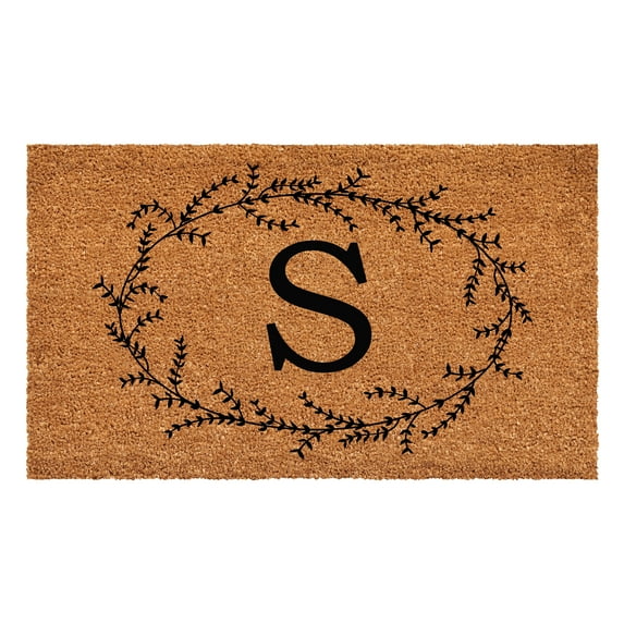Calloway Mills Rustic Leaf Vine Monogrammed Doormat, 24" x 48" (Letter S)