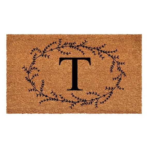 Calloway Mills Rustic Leaf Vine Monogrammed Doormat, 24" x 48" (Letter T)