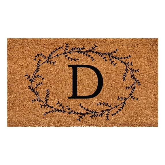 Calloway Mills Rustic Leaf Vine Monogrammed Doormat, 30" x 48" (Letter D)