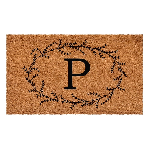 Calloway Mills Rustic Leaf Vine Monogrammed Doormat, 30" x 48" (Letter P)