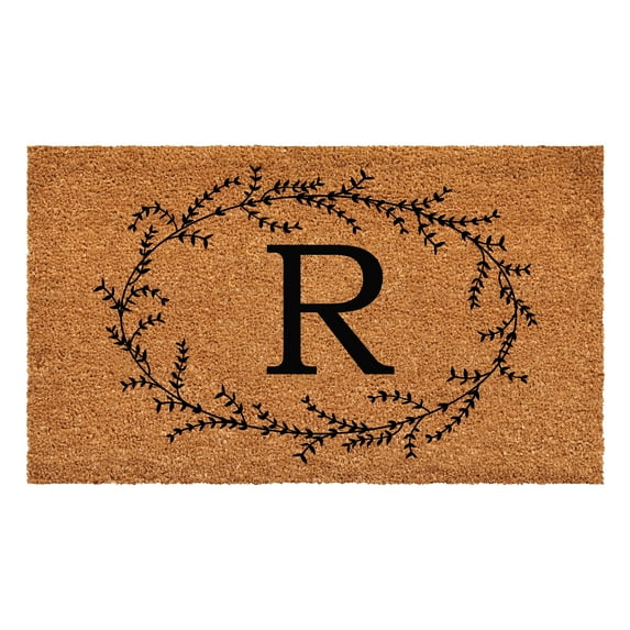 Calloway Mills Rustic Leaf Vine Monogrammed Doormat, 30" x 48" (Letter R)