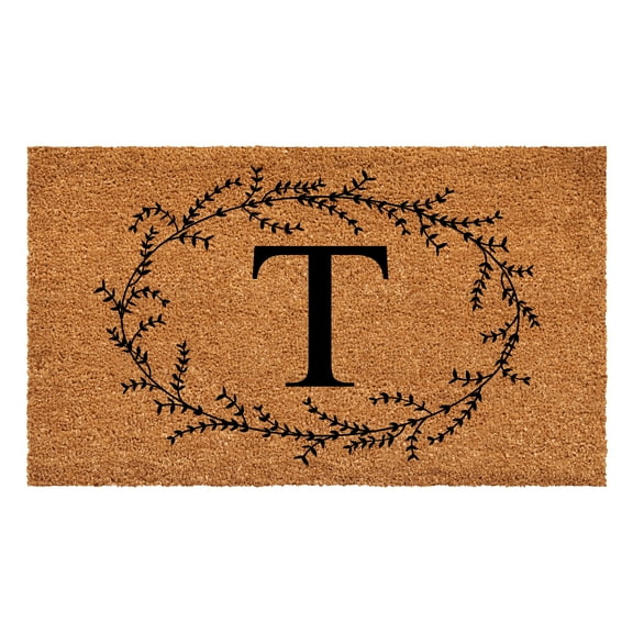 Calloway Mills Rustic Leaf Vine Monogrammed Doormat, 30" x 48" (Letter T)