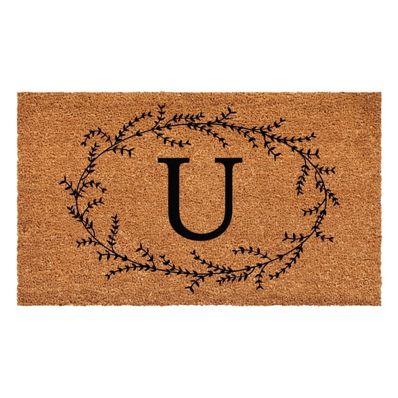Calloway Mills Rustic Leaf Vine Monogrammed Doormat, 30" x 48" (Letter U)