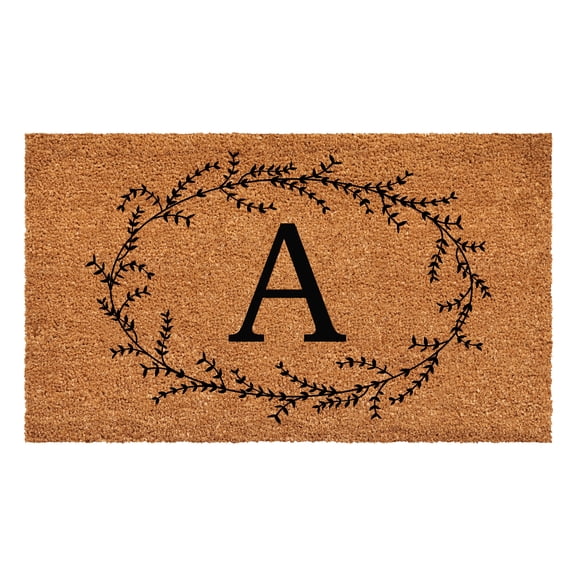 Calloway Mills Rustic Leaf Vine Monogrammed Doormat, 36" x 72" (Letter A)