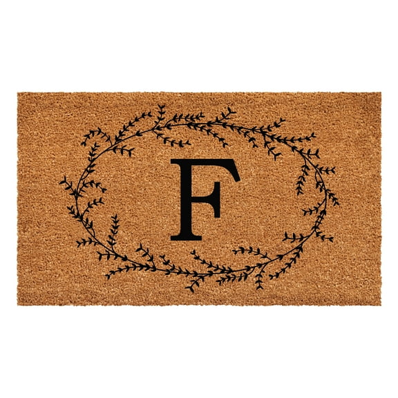 Calloway Mills Rustic Leaf Vine Monogrammed Doormat, 36" x 72" (Letter F)