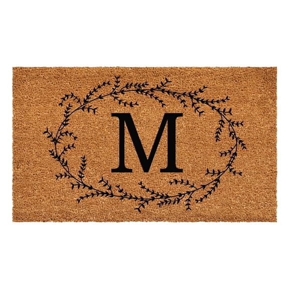 Calloway Mills Rustic Leaf Vine Monogrammed Doormat, 36" x 72" (Letter M)