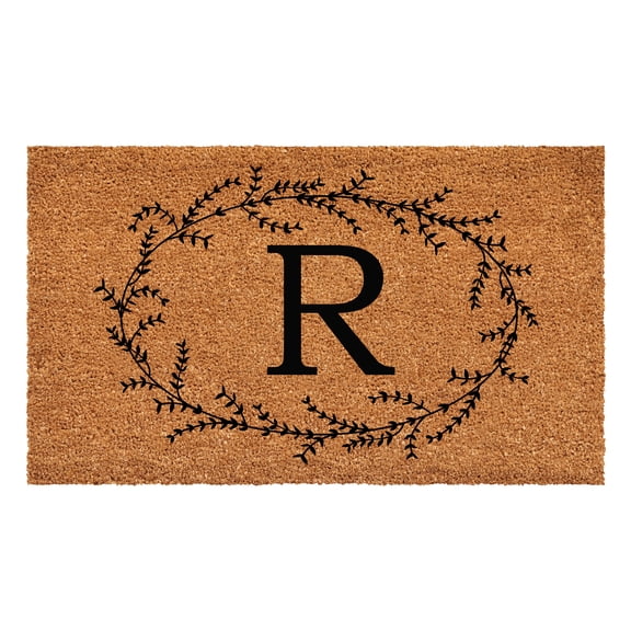 Calloway Mills Rustic Leaf Vine Monogrammed Doormat, 36" x 72" (Letter R)