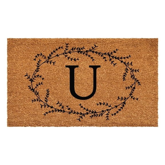 Calloway Mills Rustic Leaf Vine Monogrammed Doormat, 36" x 72" (Letter U)