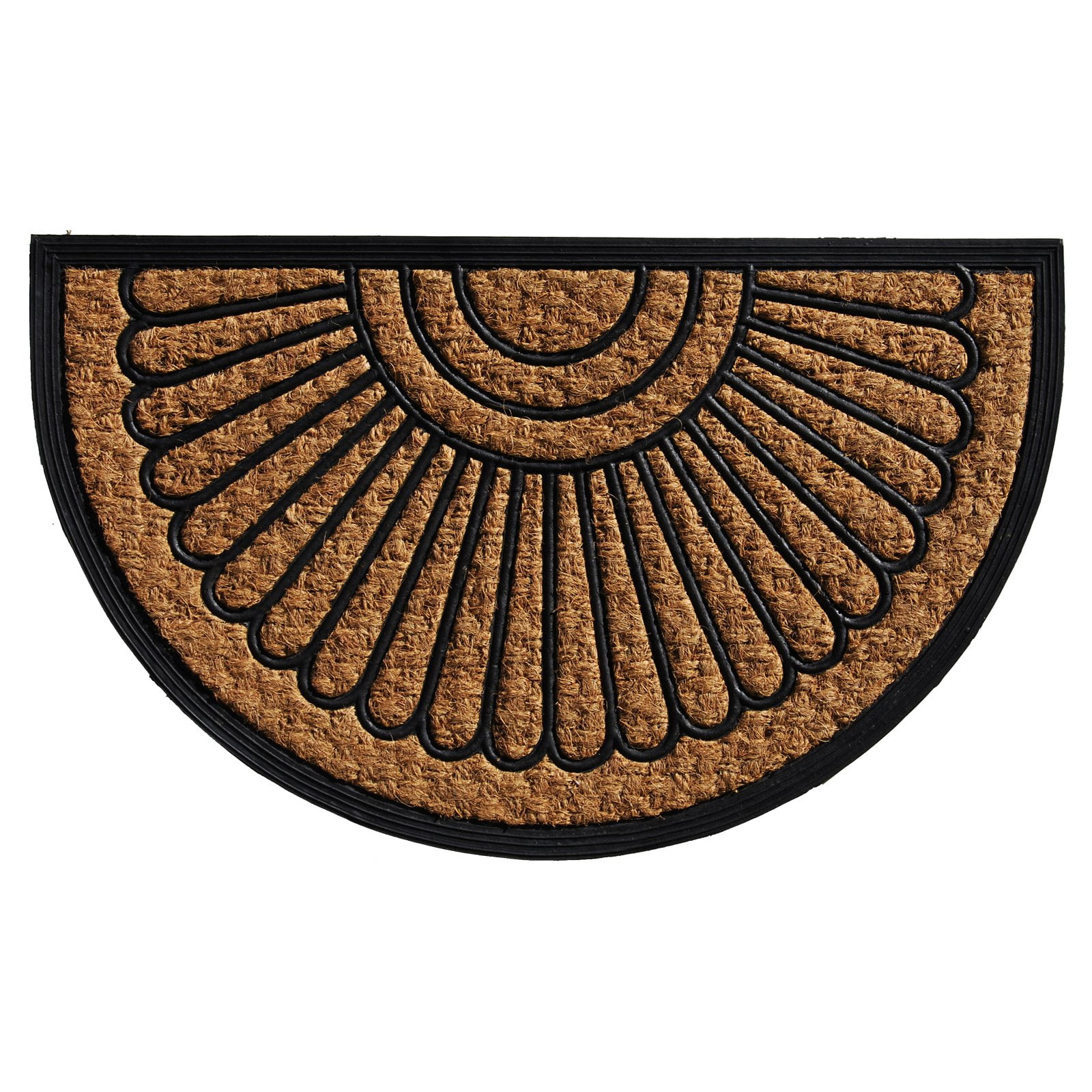 Sun Pointe Natural and Black Coir Rubber Half-Round Doormat
