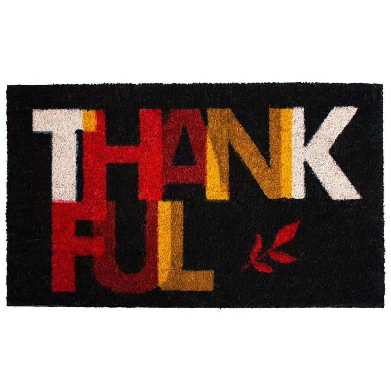 Thankful Black and Multicolor Coir Outdoor Doormat
