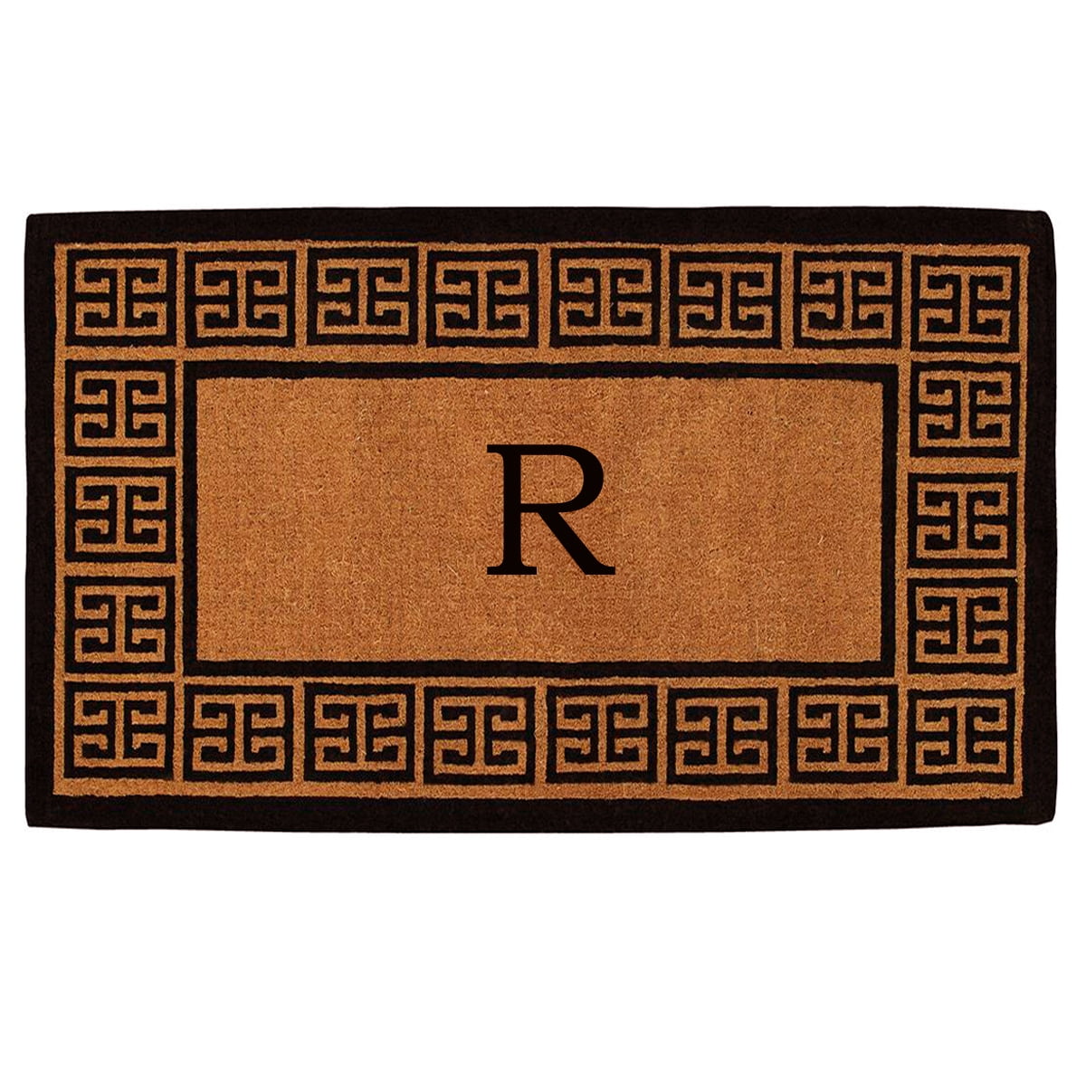 Calloway Mills The Grecian Monogram Outdoor Doormat, Extra-thick 18" x 30" (Letter R)