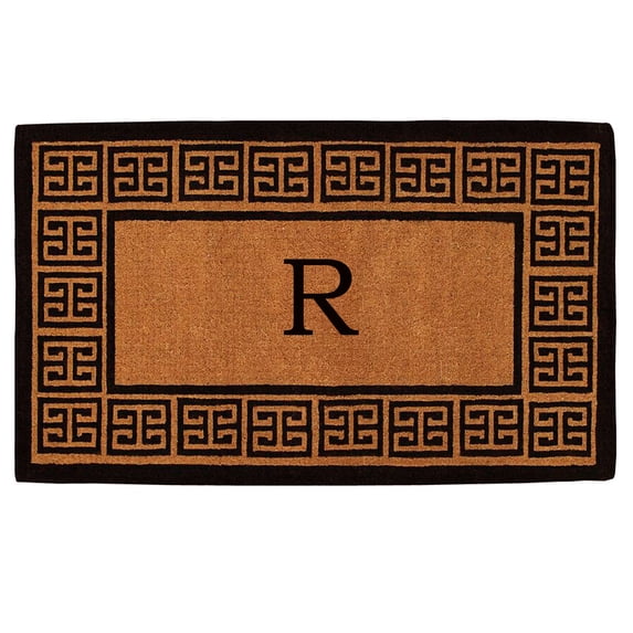 Calloway Mills The Grecian Monogram Outdoor Doormat, Extra-thick 18" x 30" (Letter R)