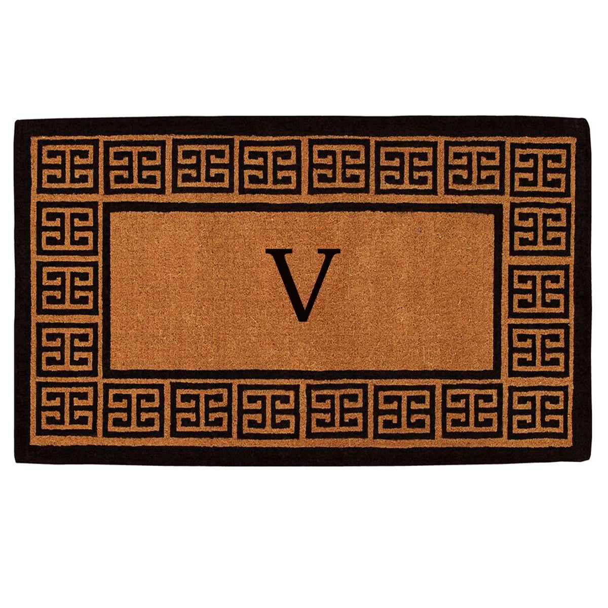 Calloway Mills The Grecian Monogram Outdoor Doormat, Extra-thick 18" x 30" (Letter V)