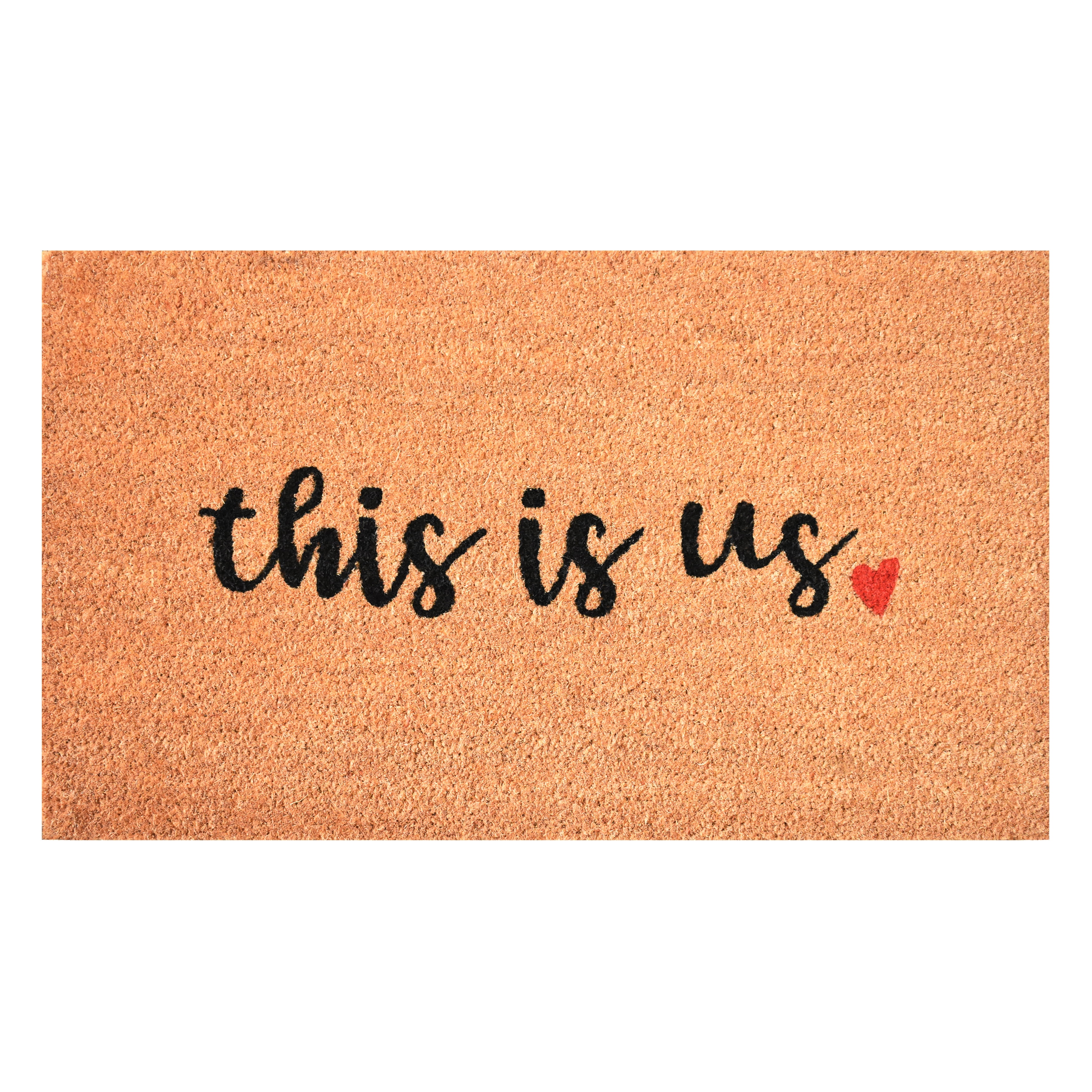 Natural Coir 'This is Us' Doormat with Vinyl Backing