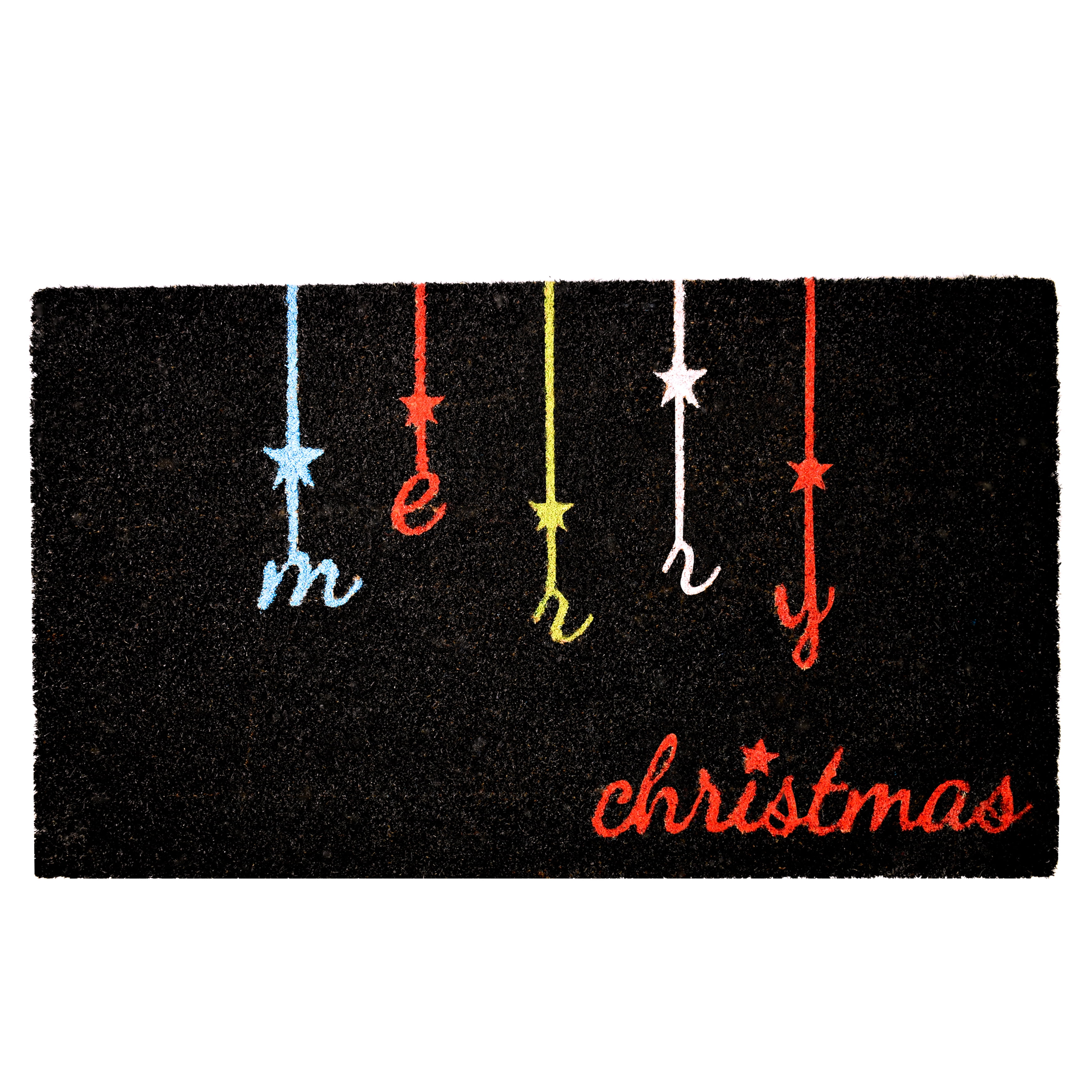 Merry Christmas Black Coir Outdoor Doormat