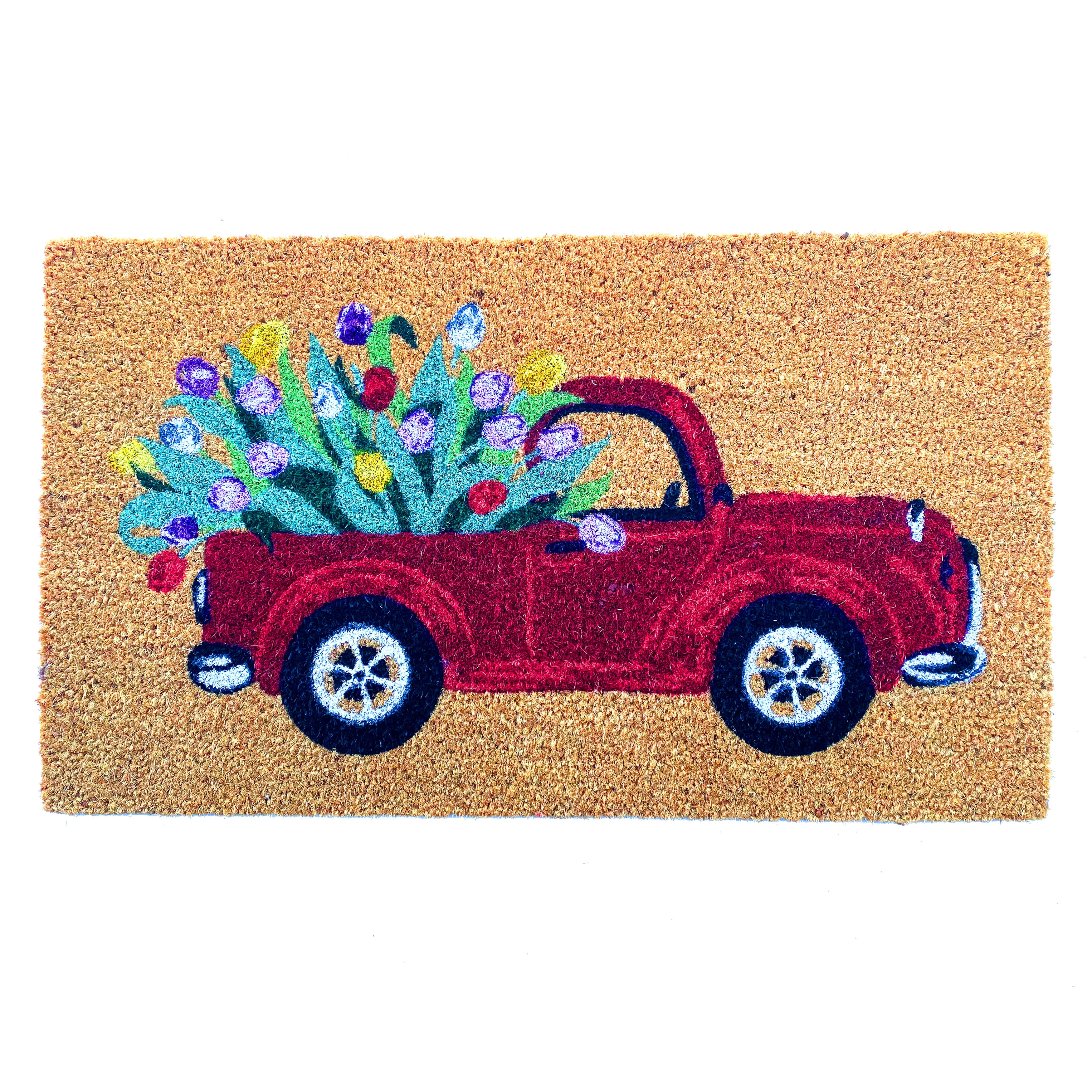 Bright Plain Coir Outdoor Doormat with Vinyl Backing, 17" x 29"
