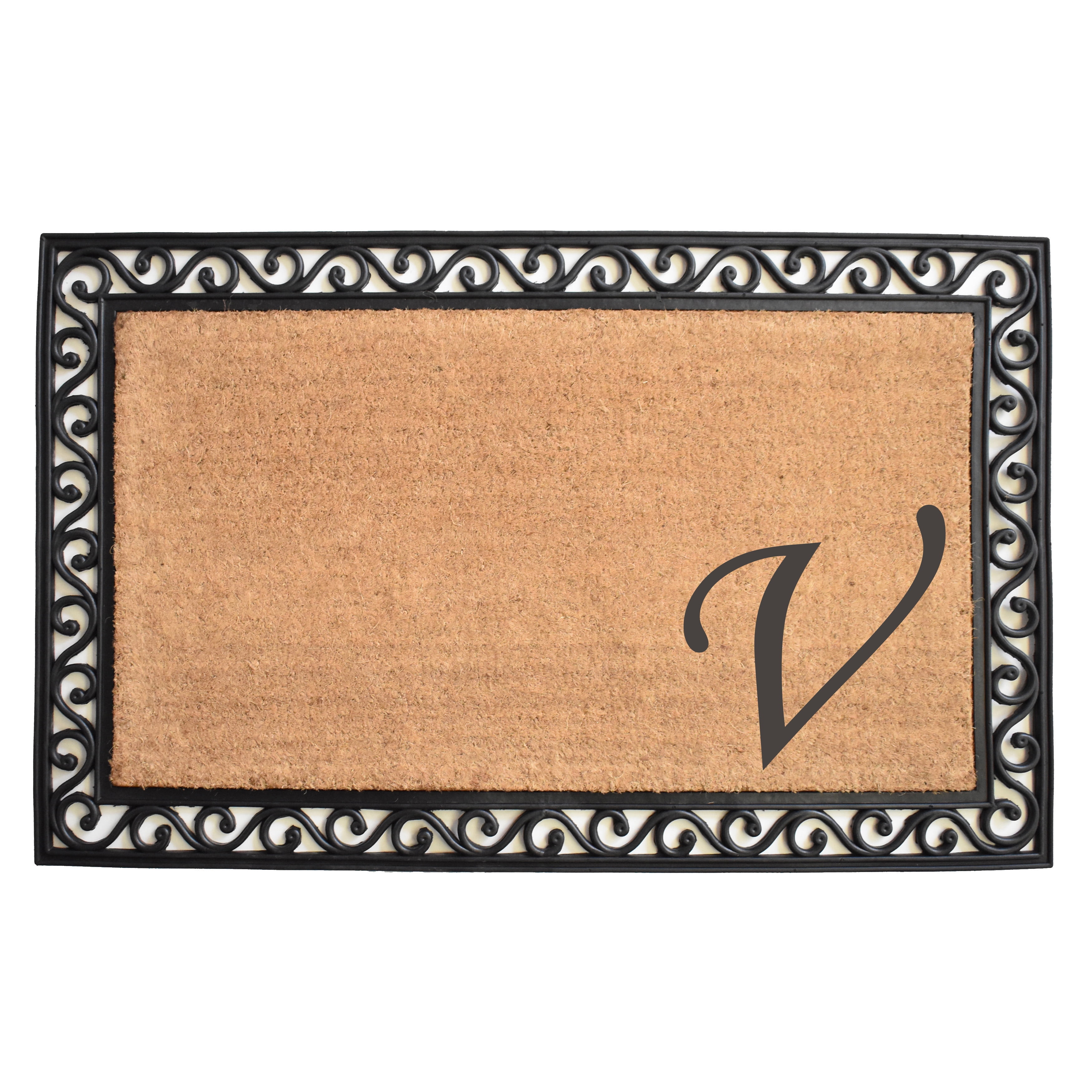 Calloway Mills Versailles Monogram Outdoor Doormat 22" x 36" (Letter V)