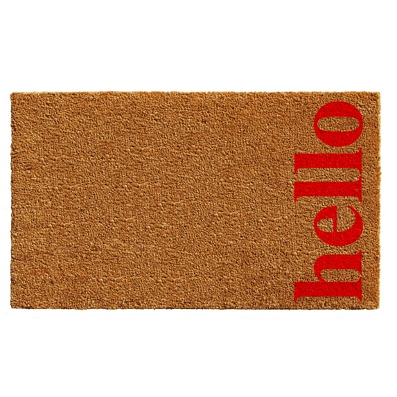 Calloway Mills Vertical Hello Outdoor Coir Doormat, 17" x 29"