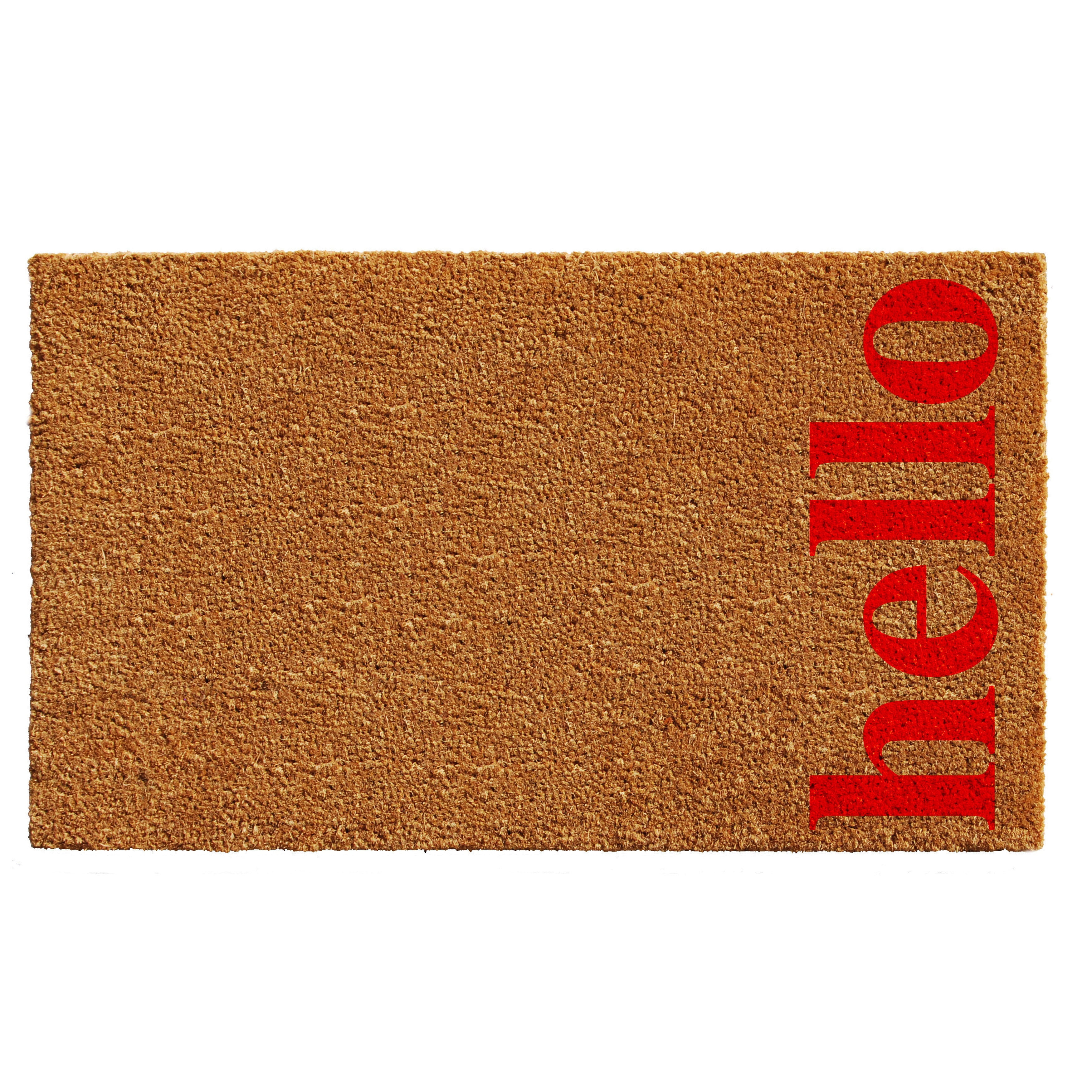 Calloway Mills Vertical Hello Outdoor Coir Doormat, 24” x 36"