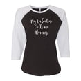 thumbnail image 1 of Calls Me Mommy Valentine's Day Women's Raglan Shirt-Solid Black/White-XL, 1 of 4
