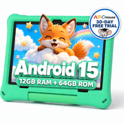 Callsky 10.1" Android 15 Kids Tablet with ABCmouse Authorized Learning App, HD Display, 8-Hour Battery, Parental Controls, Google Kids Space, Green