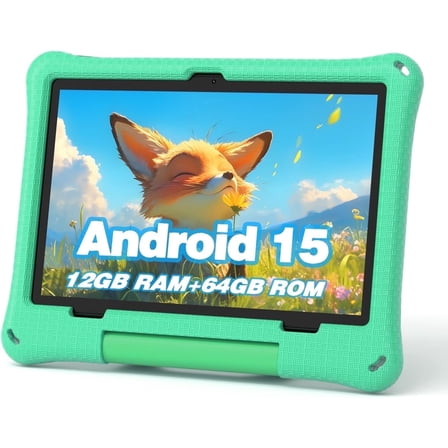 Callsky 10.1" Android 15 Kids Tablet, HD Display, 10-Hour Battery, Parental Controls, Google Kids Space, Green